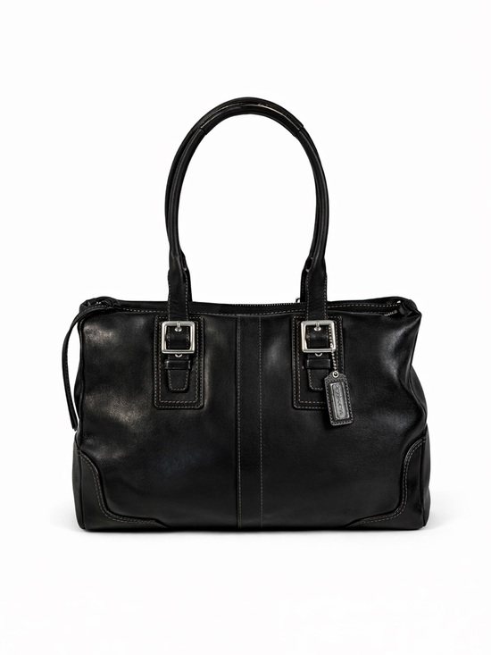 Coach Handbags - Coach Black Leather Satchel Shoulder Bag Buckle Classic Structured bag